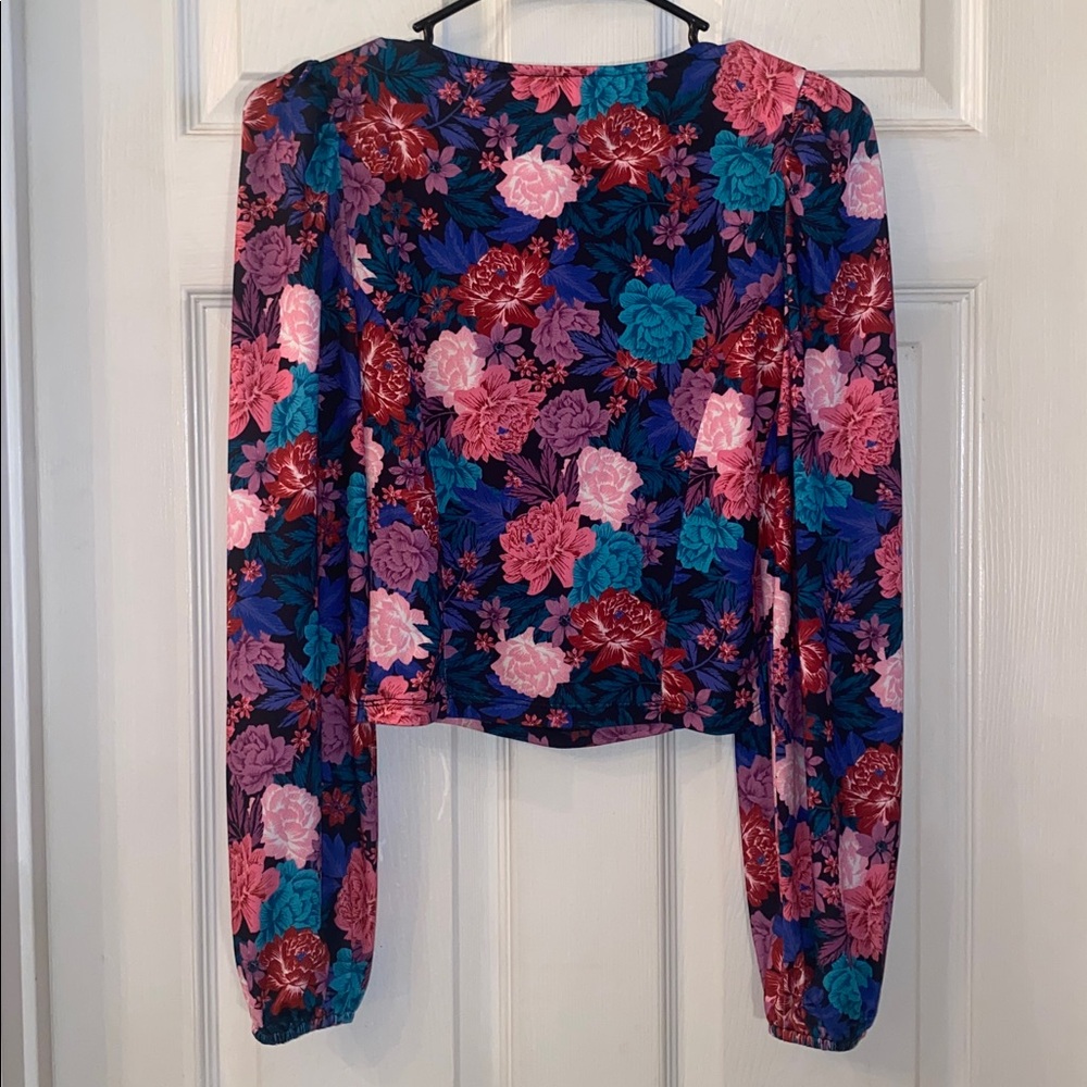 SO Multicolor Floral Puff Longsleeve Blouse Top - Picture 10 of 12